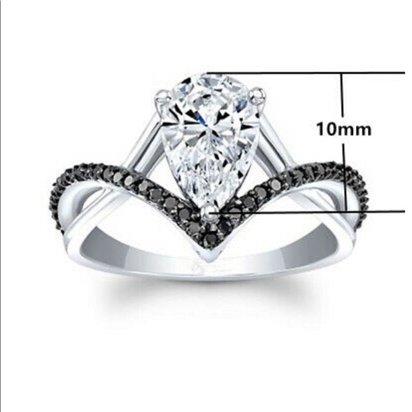 NWT Elegant 925 Silver Pear Cut Rings Size 6-10 - Picture 2 of 5